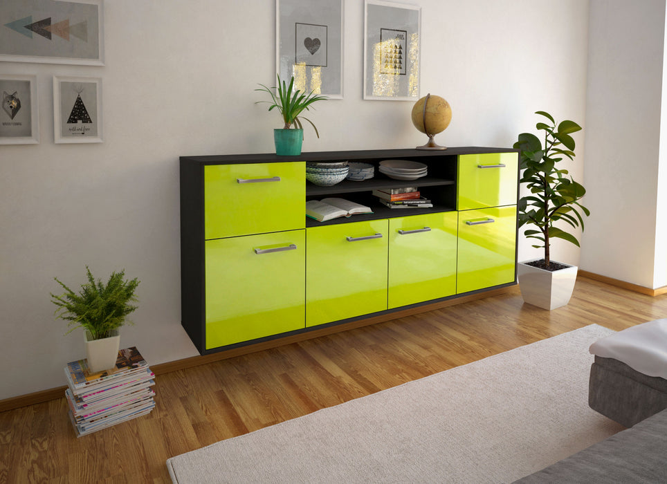 Sideboard Topeka, Gruen Seite (180x79x35cm) - Stil.Zeit Möbel GmbH