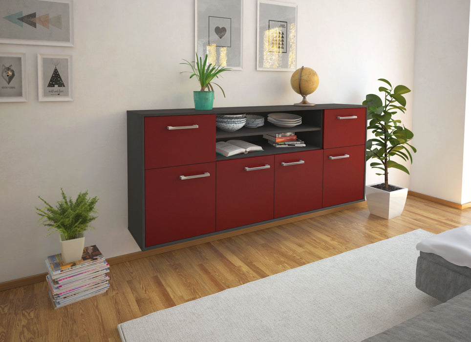 Sideboard Topeka, Bordeaux Seite (180x79x35cm) - Stil.Zeit Möbel GmbH