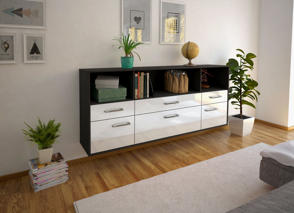 Sideboard Cary, Weiß Seite (180x79x35cm) - Stil.Zeit Möbel GmbH