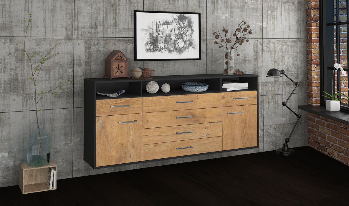 Sideboard Bellevue, Eiche Seite (180x79x35cm) - Stil.Zeit Möbel GmbH