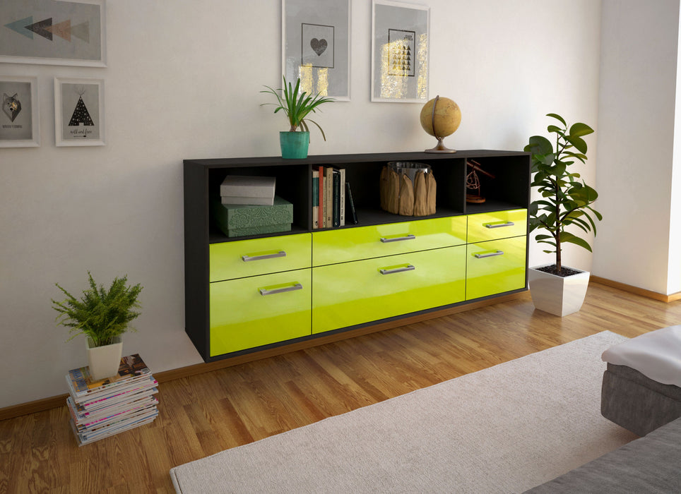 Sideboard Bellevue, Gruen Seite (180x79x35cm) - Stil.Zeit Möbel GmbH