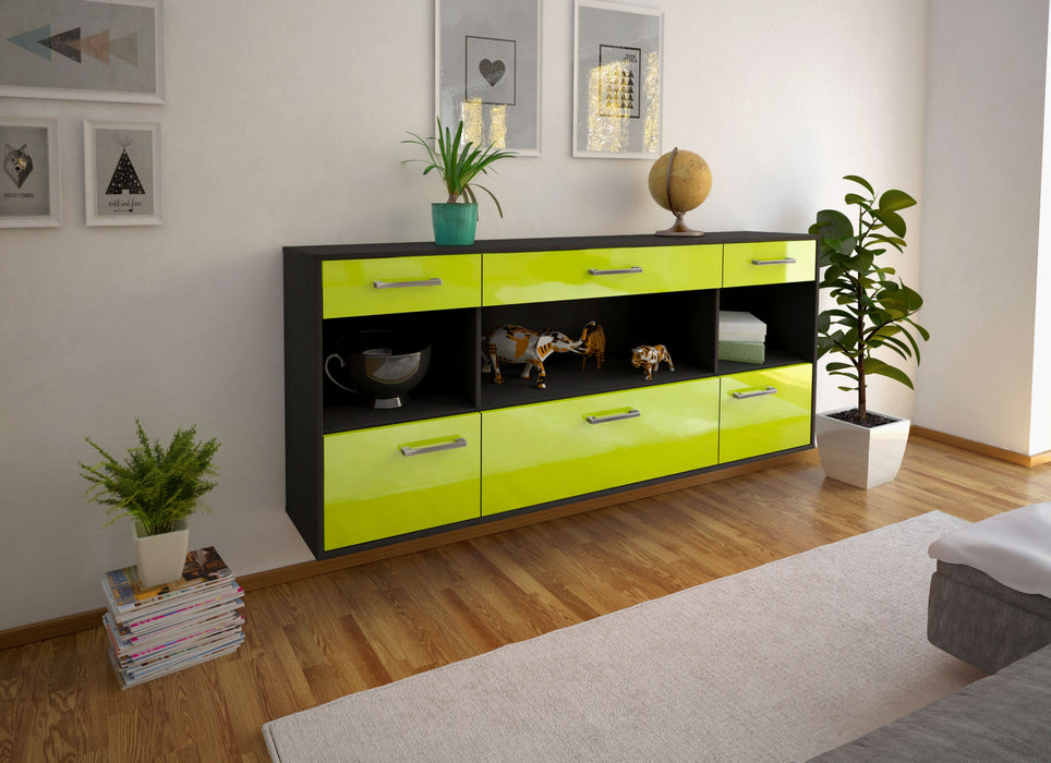 Sideboard Clarksville, Gruen Seite (180x79x35cm) - Stil.Zeit Möbel GmbH