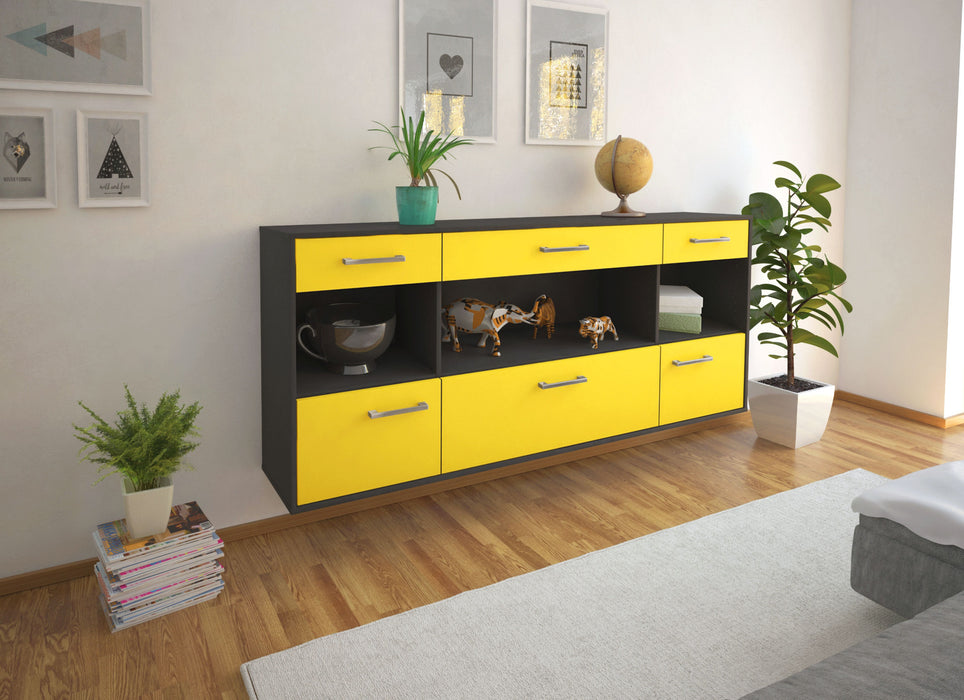 Sideboard Clarksville, Gelb Seite (180x79x35cm) - Stil.Zeit Möbel GmbH