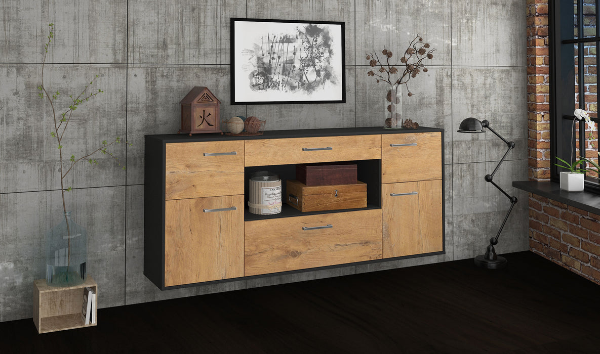 Sideboard Visalia, Eiche Seite (180x79x35cm) - Stil.Zeit Möbel GmbH