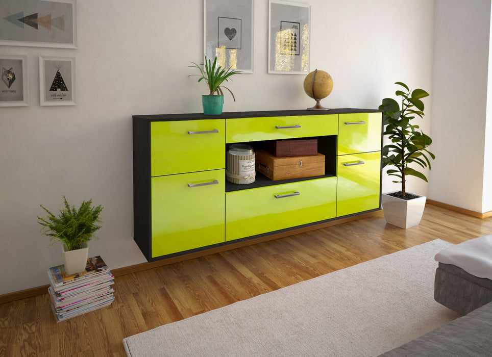 Sideboard Visalia, Gruen Seite (180x79x35cm) - Stil.Zeit Möbel GmbH