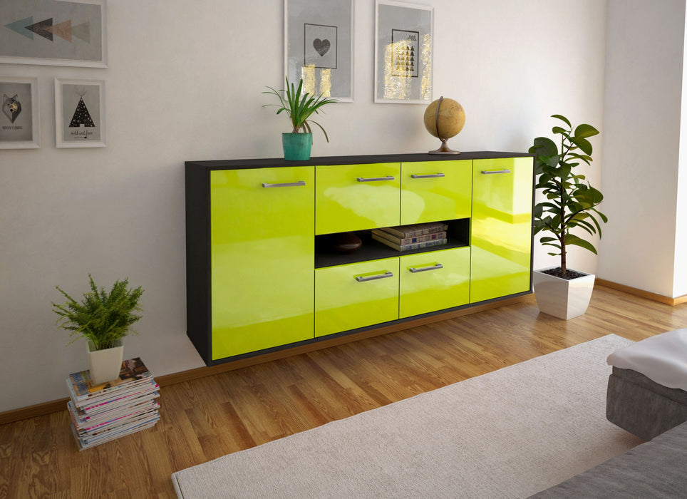 Sideboard Stamford, Gruen Seite (180x79x35cm) - Stil.Zeit Möbel GmbH