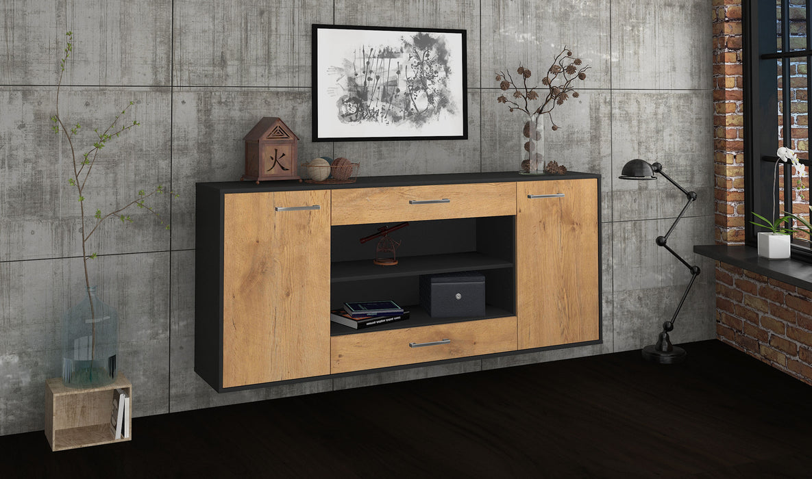 Sideboard Olathe, Eiche Seite (180x79x35cm) - Stil.Zeit Möbel GmbH