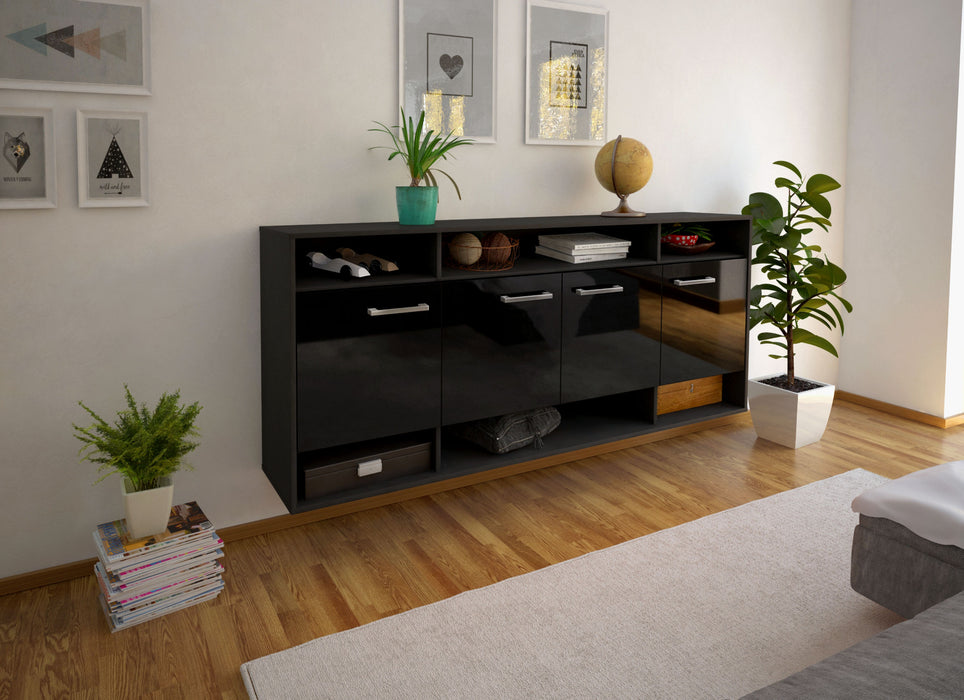 Sideboard Provo, Schwarz Seite (180x79x35cm) - Stil.Zeit Möbel GmbH