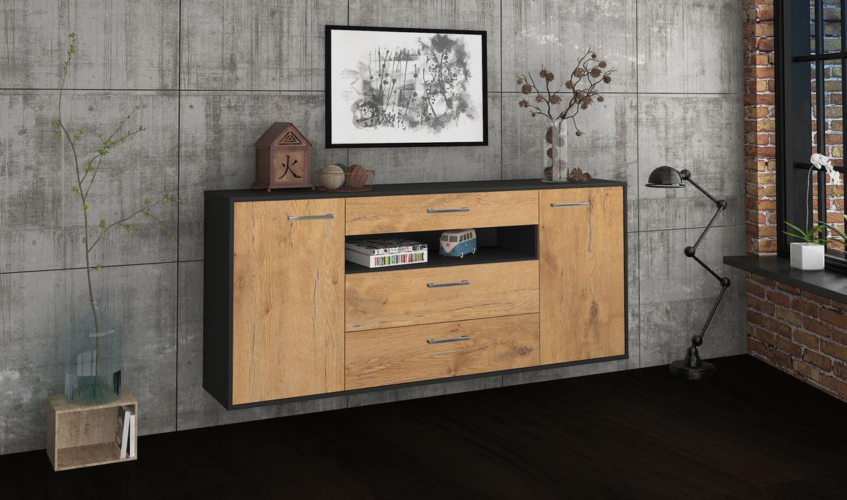 Sideboard Vallejo, Eiche Seite (180x79x35cm) - Stil.Zeit Möbel GmbH