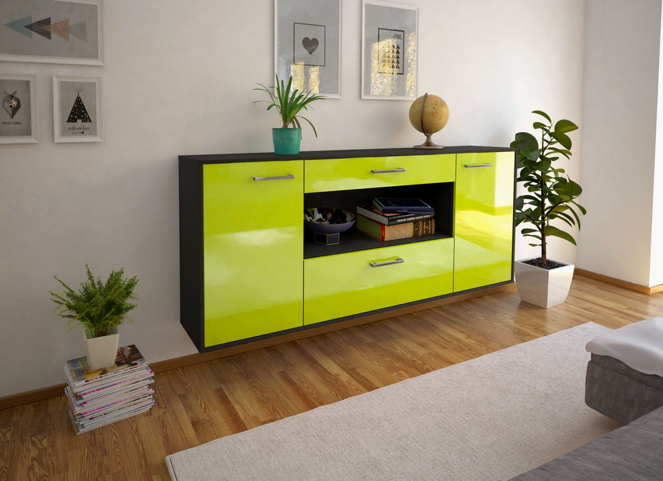 Sideboard Ann Arbor, Gruen Seite (180x79x35cm) - Stil.Zeit Möbel GmbH