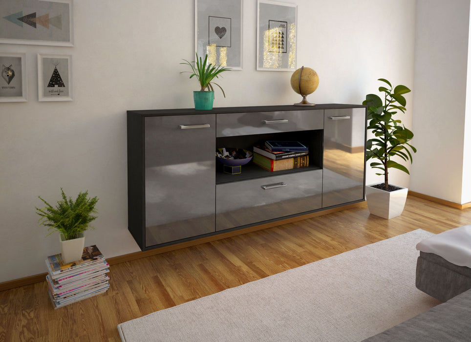 Sideboard Ann Arbor, Grau Seite (180x79x35cm) - Stil.Zeit Möbel GmbH