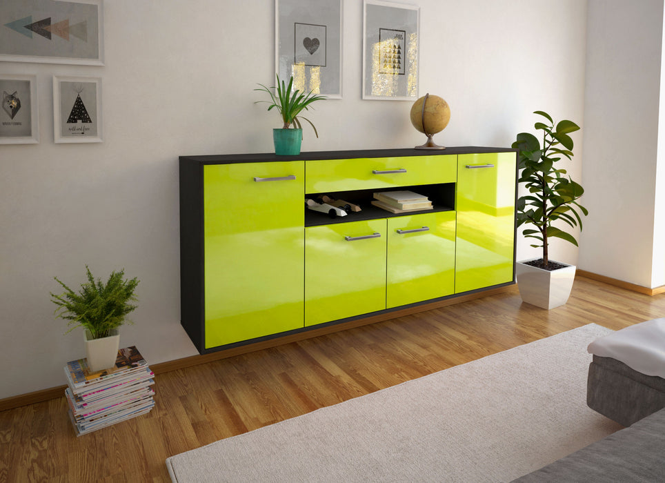 Sideboard Lansing, Gruen Seite (180x79x35cm) - Stil.Zeit Möbel GmbH