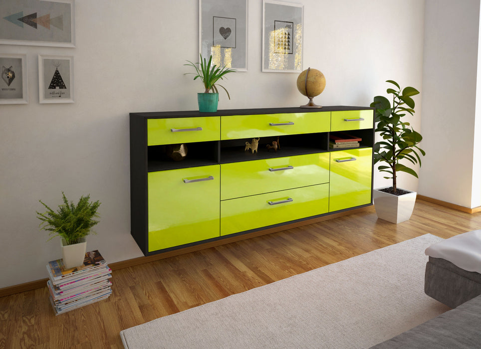 Sideboard Inglewood, Gruen Seite (180x79x35cm) - Stil.Zeit Möbel GmbH