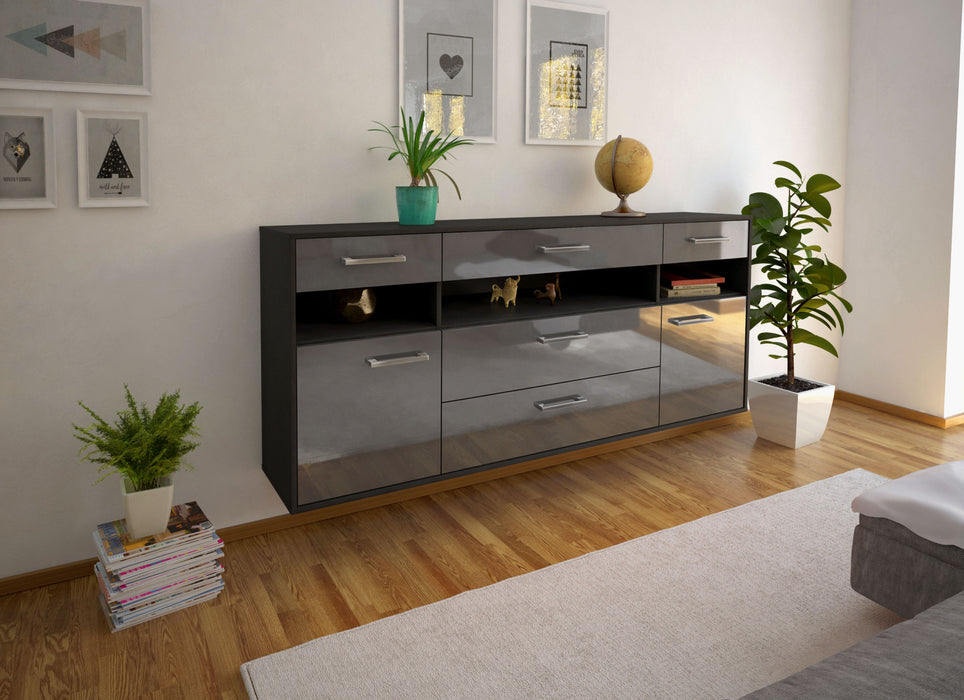 Sideboard Inglewood, Grau Seite (180x79x35cm) - Stil.Zeit Möbel GmbH