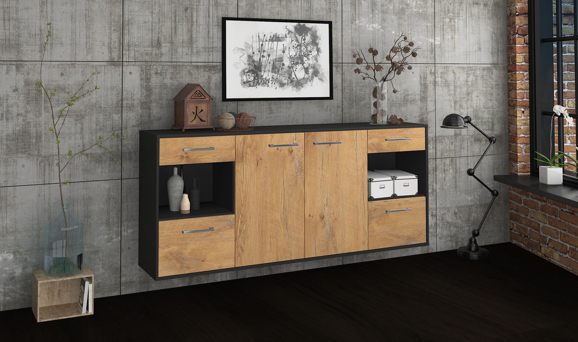 Sideboard Charleston, Eiche Seite (180x79x35cm) - Stil.Zeit Möbel GmbH