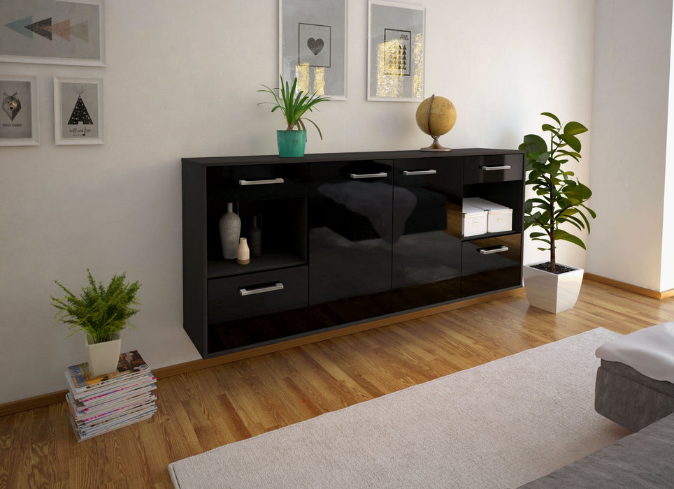 Sideboard Charleston, Schwarz Seite (180x79x35cm) - Stil.Zeit Möbel GmbH