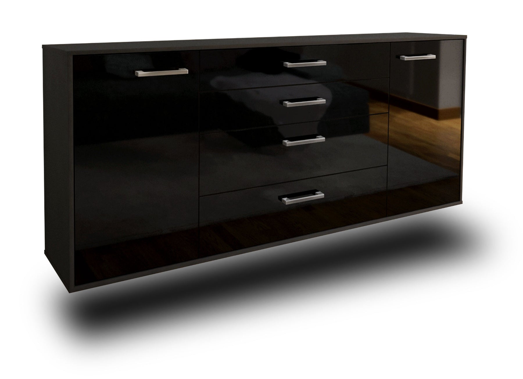 Sideboard Bridgeport, Schwarz Studio (180x79x35cm) - Stil.Zeit Möbel GmbH