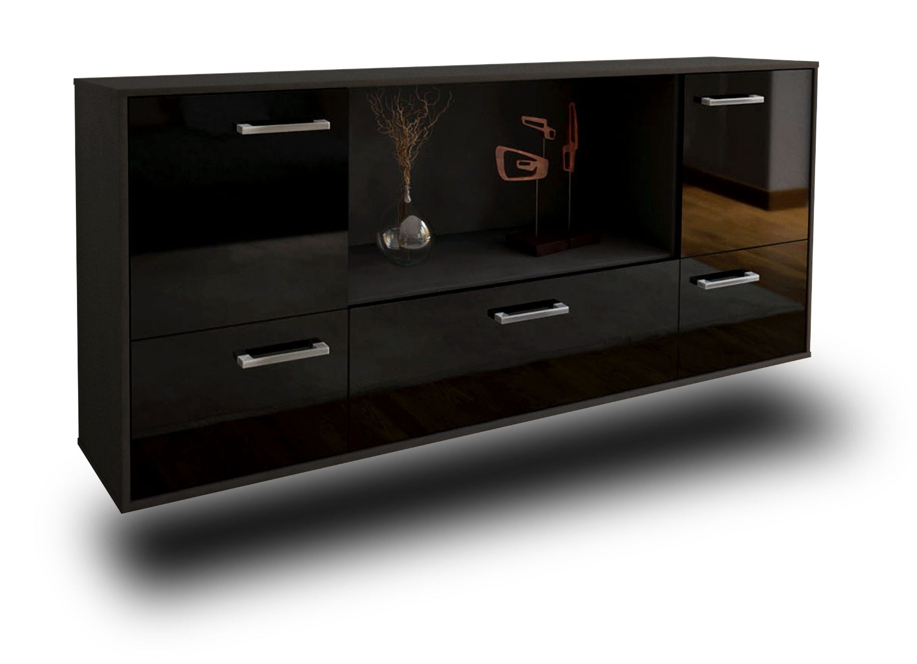 Sideboard Sunnyvale, Schwarz Studio (180x79x35cm) - Stil.Zeit Möbel GmbH