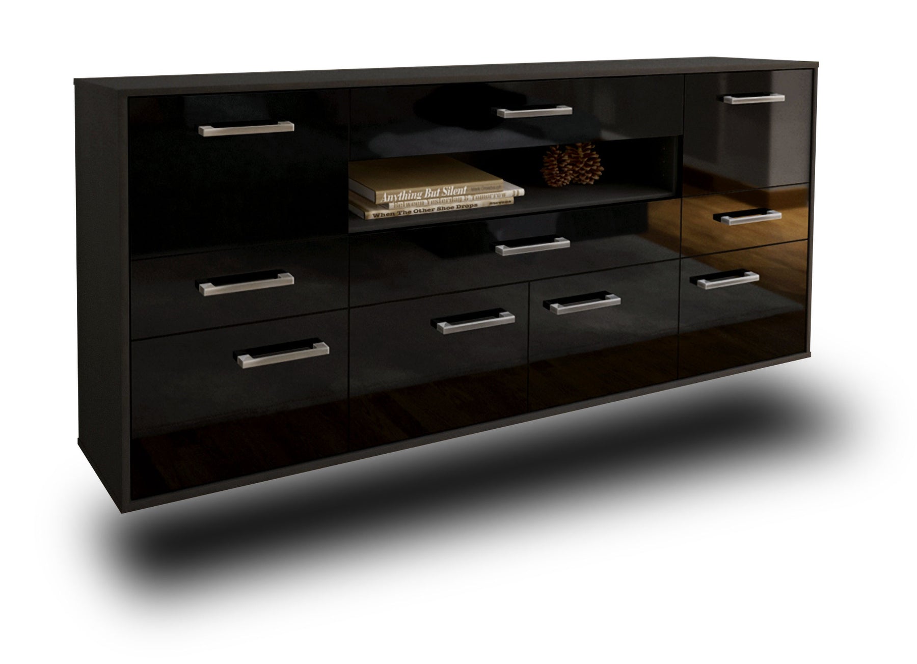 Sideboard Coral Springs, Schwarz Studio (180x79x35cm) - Stil.Zeit Möbel GmbH