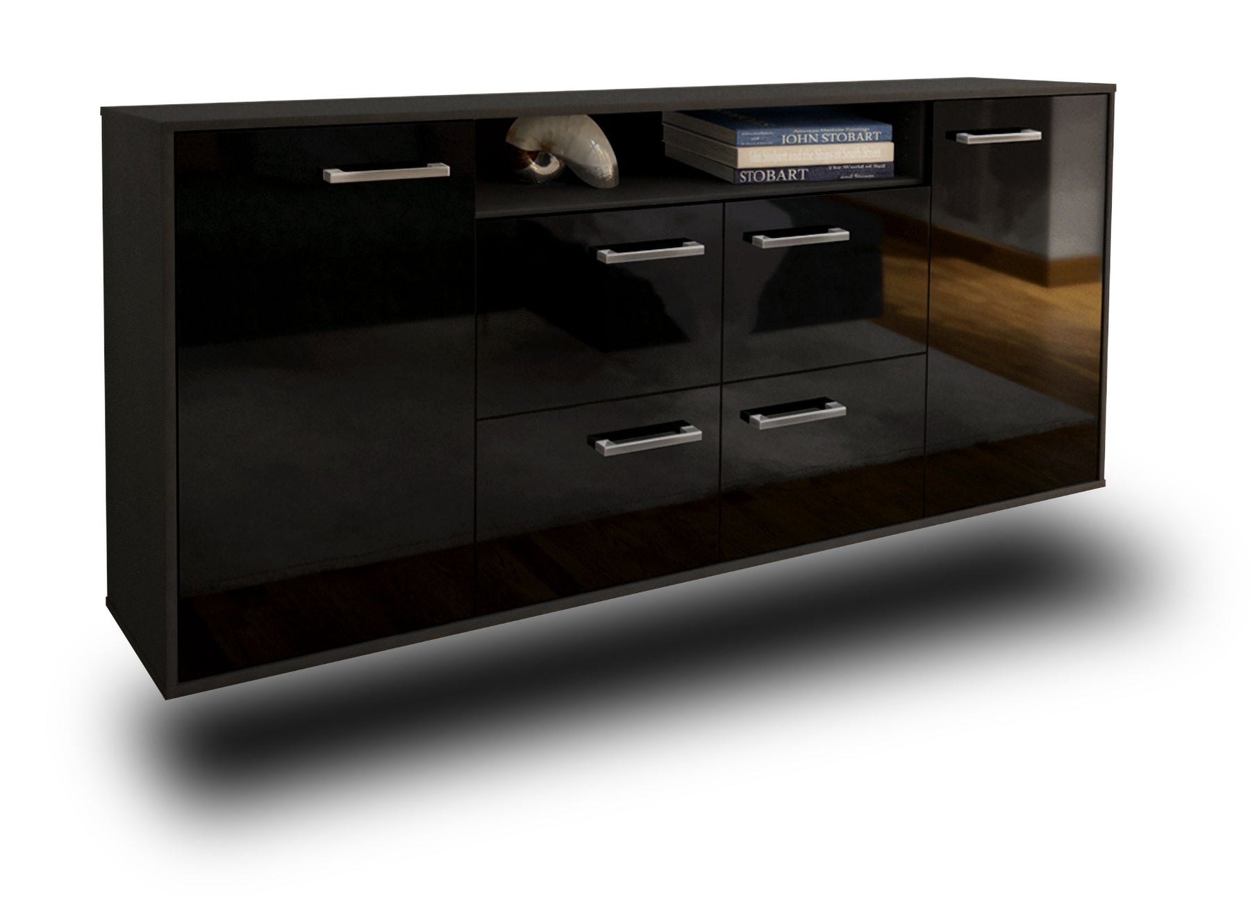 Sideboard Carrollton, Schwarz Studio (180x79x35cm) - Stil.Zeit Möbel GmbH