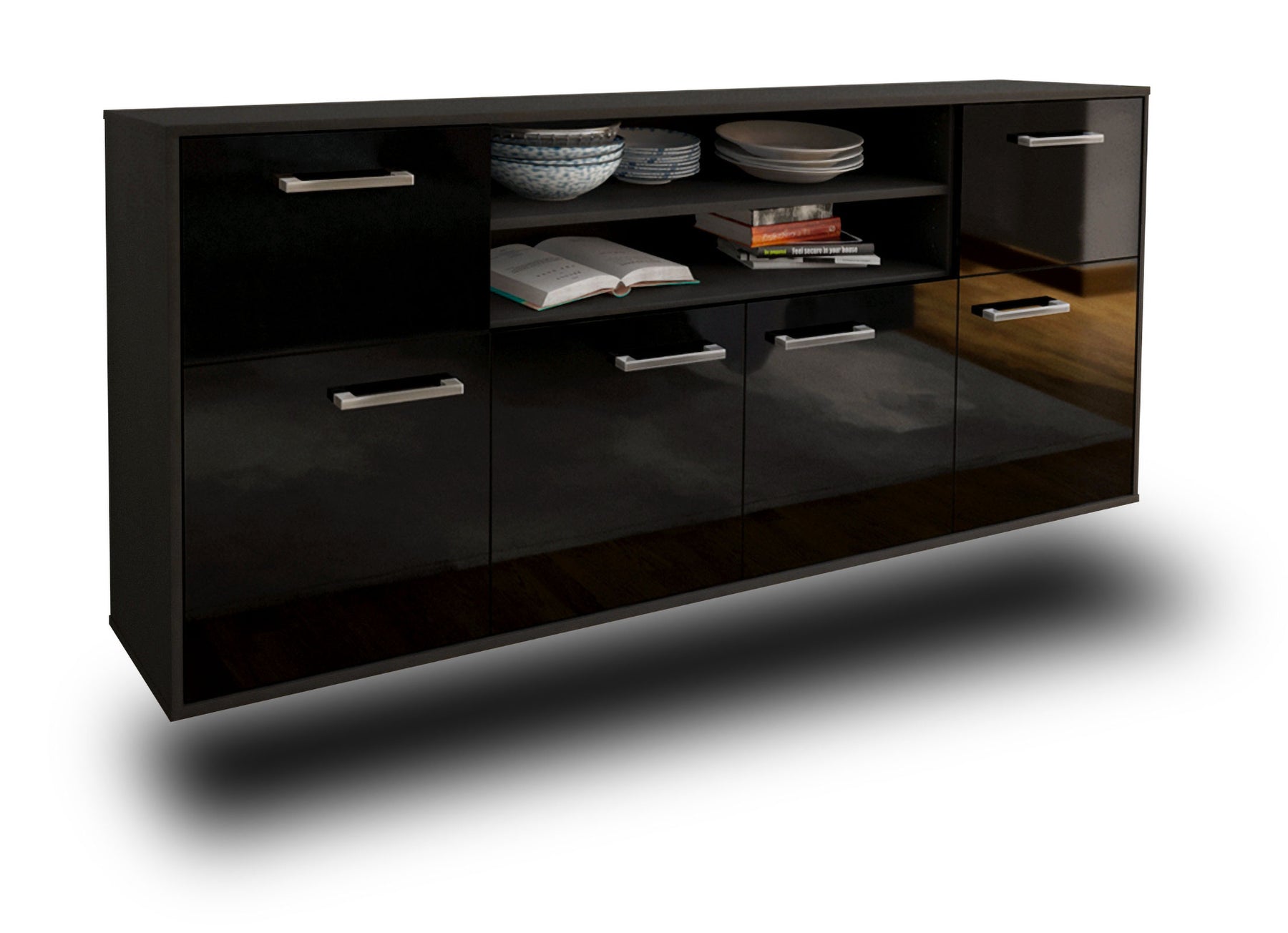 Sideboard Topeka, Schwarz Studio (180x79x35cm) - Stil.Zeit Möbel GmbH