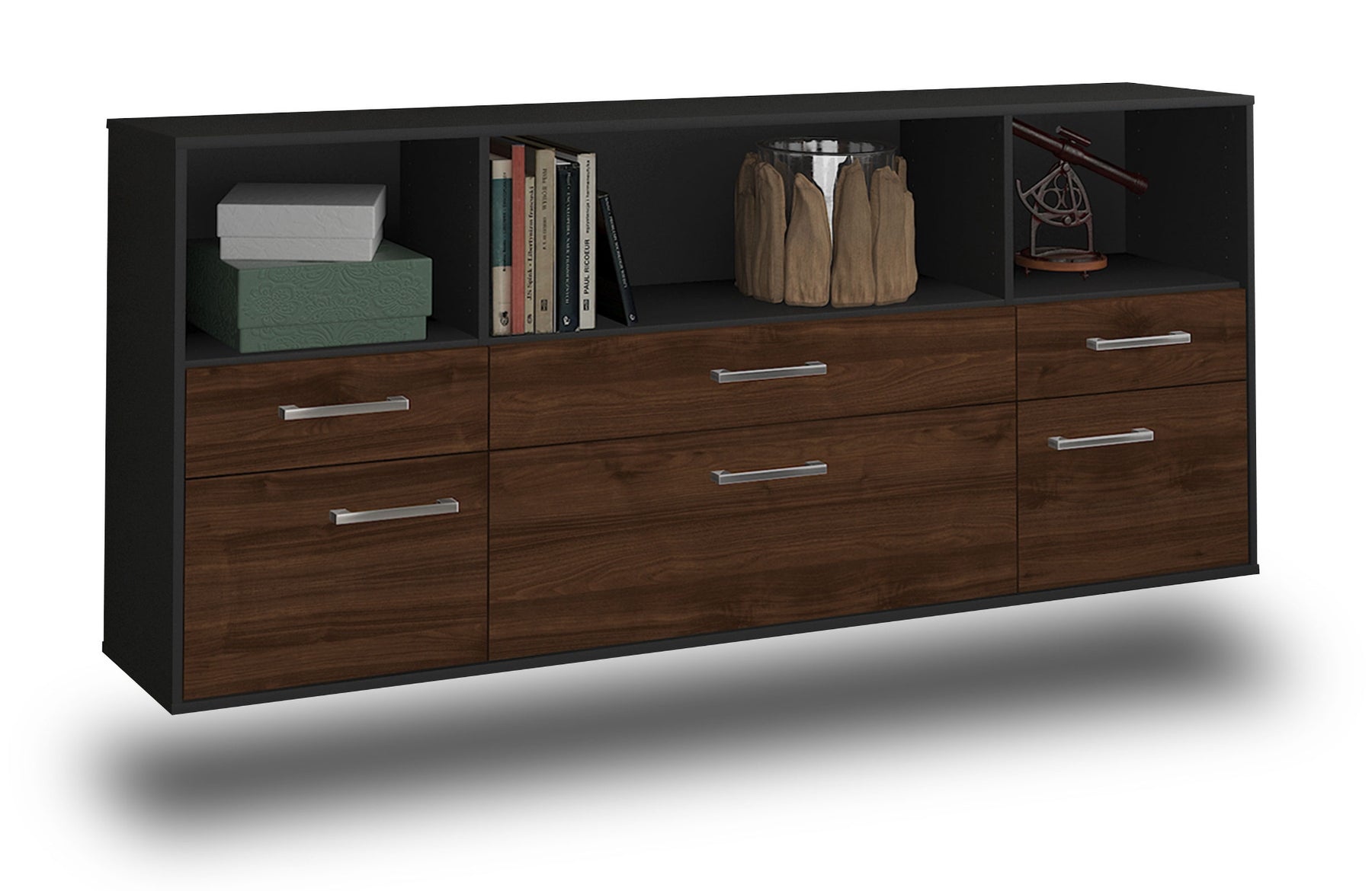 Sideboard Cary, Walnuss Studio (180x79x35cm) - Stil.Zeit Möbel GmbH