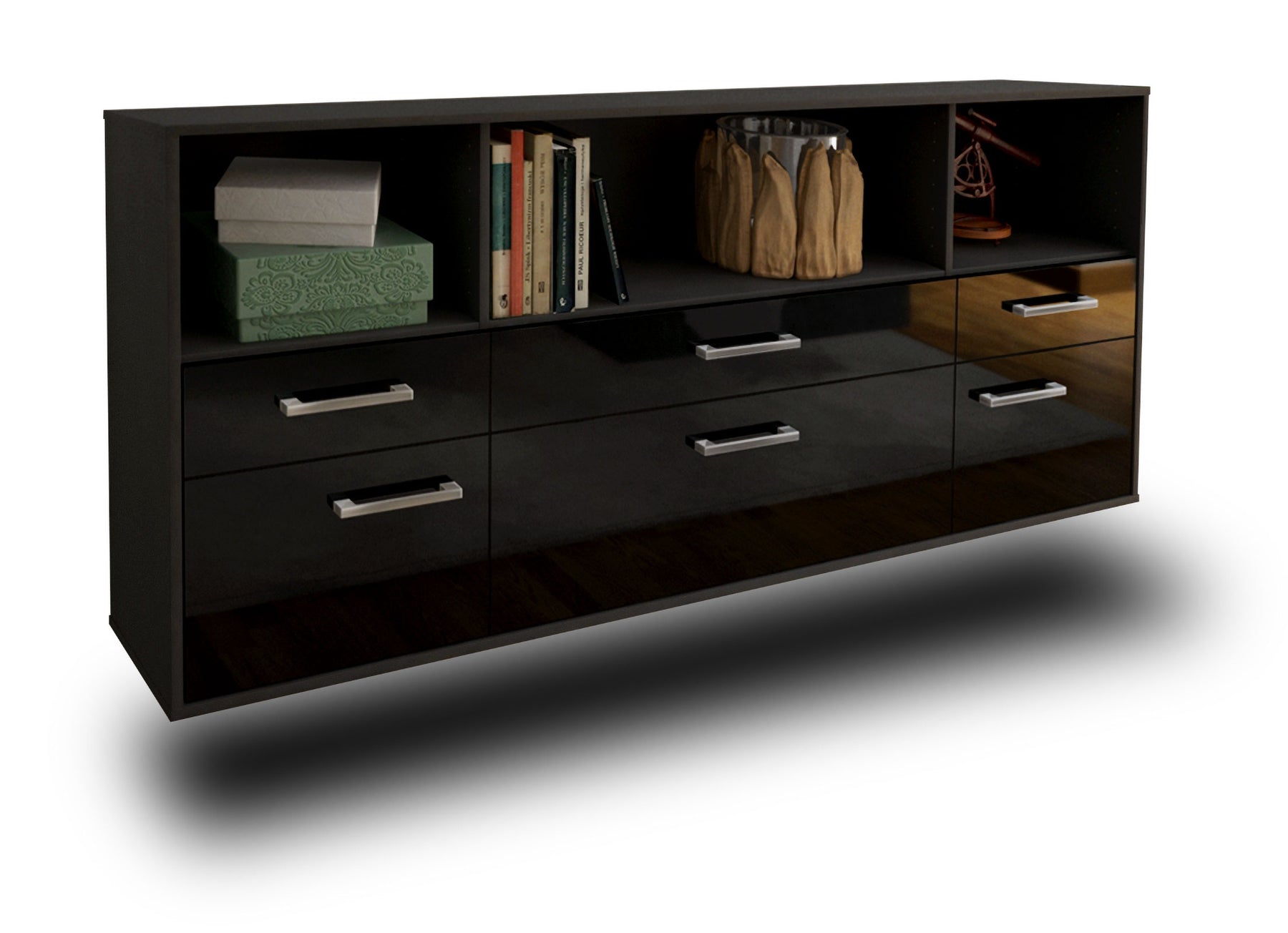 Sideboard Cary, Schwarz Studio (180x79x35cm) - Stil.Zeit Möbel GmbH