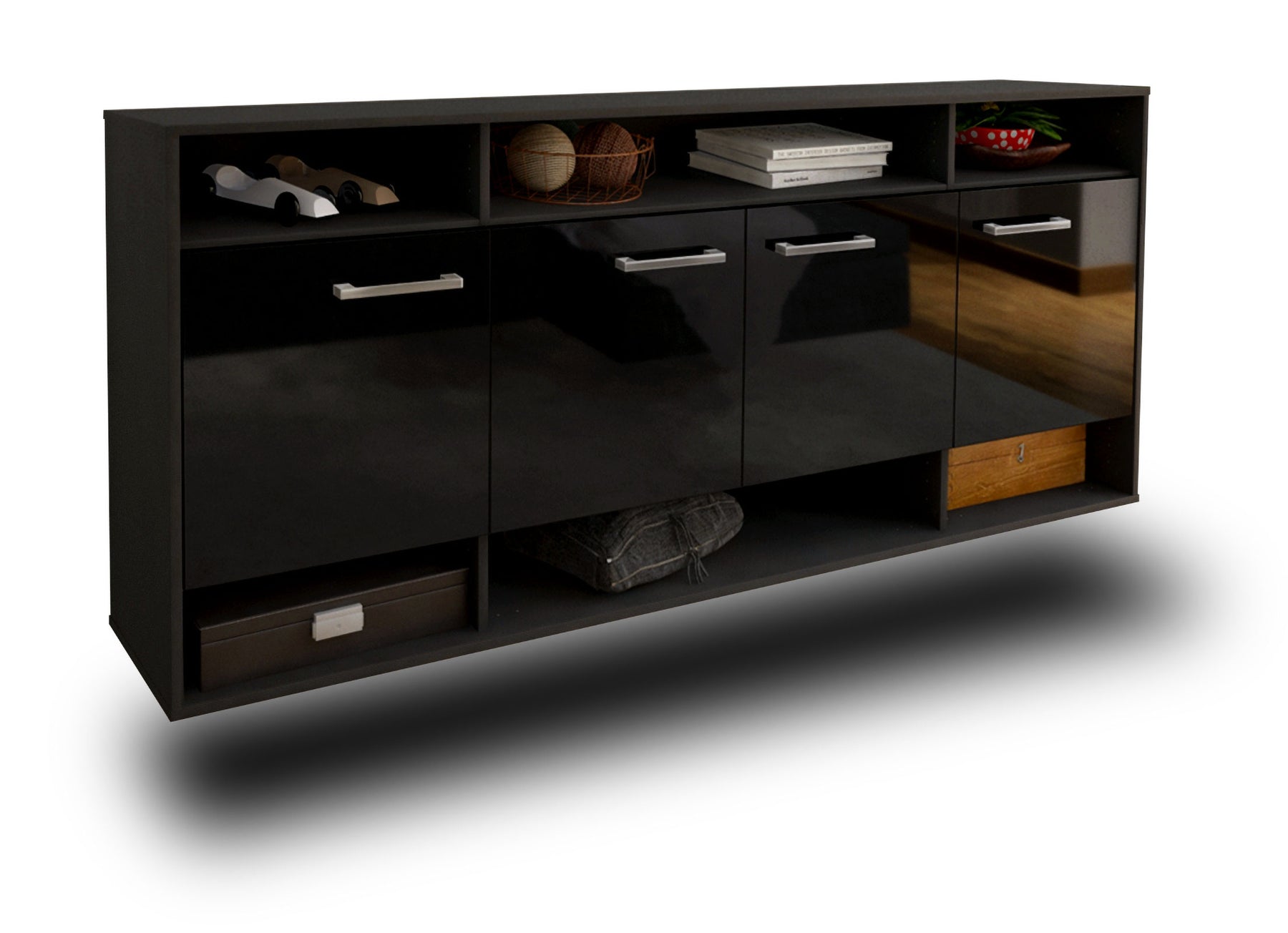 Sideboard Provo, Schwarz Studio (180x79x35cm) - Stil.Zeit Möbel GmbH