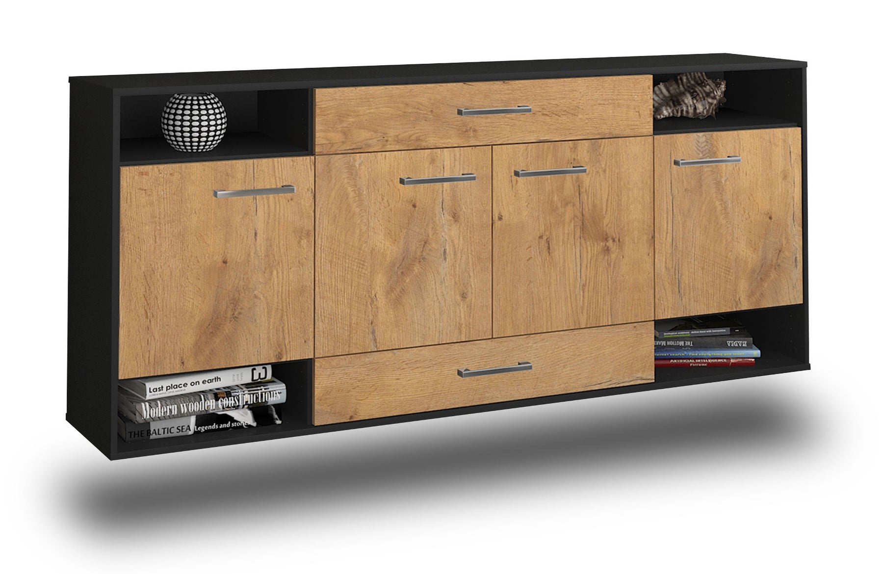 Sideboard Evansville, Eiche Studio (180x79x35cm) - Stil.Zeit Möbel GmbH