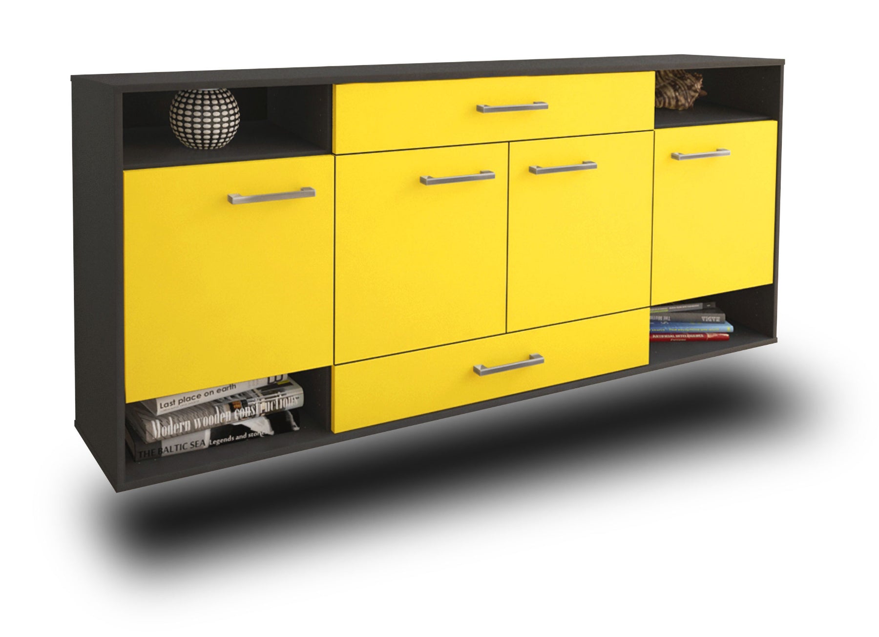 Sideboard Evansville, Gelb Studio (180x79x35cm) - Stil.Zeit Möbel GmbH