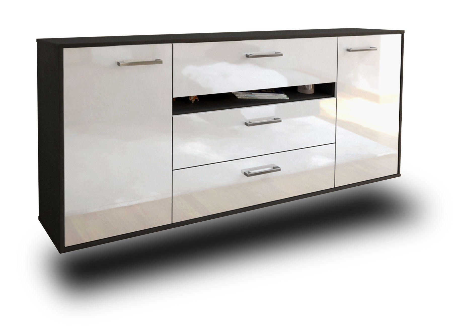 Sideboard McKinney, Weiß Studio (180x79x35cm) - Stil.Zeit Möbel GmbH