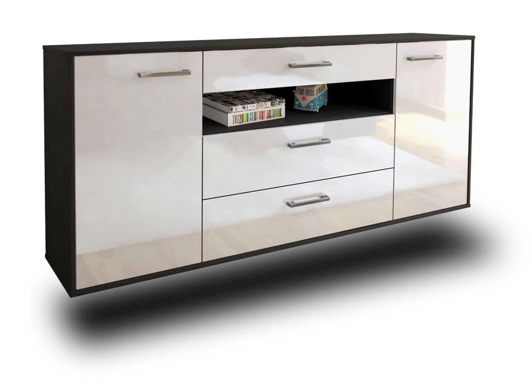 Sideboard Vallejo, Weiß Studio (180x79x35cm) - Stil.Zeit Möbel GmbH