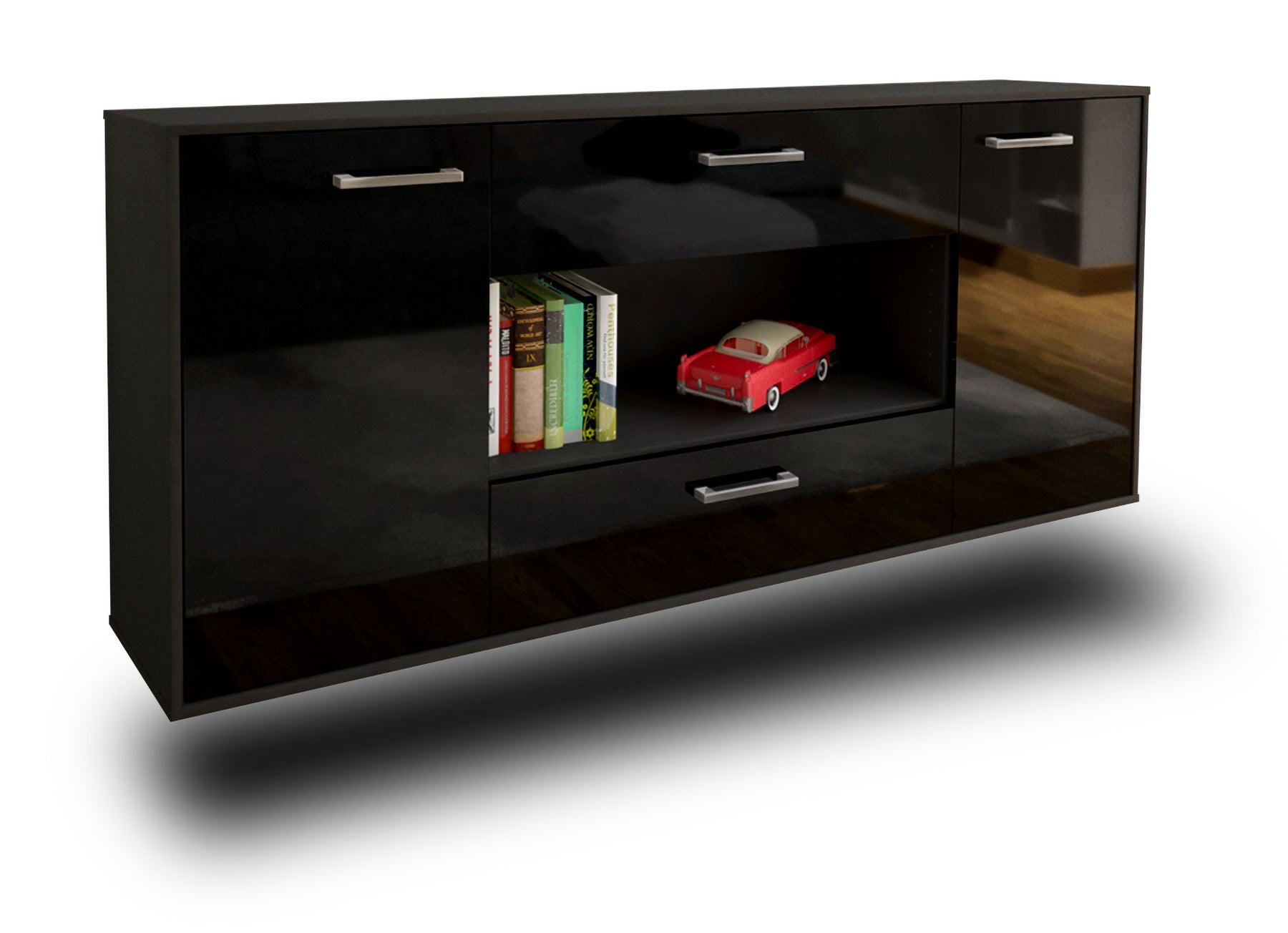 Sideboard Denton, Schwarz Studio (180x79x35cm) - Stil.Zeit Möbel GmbH