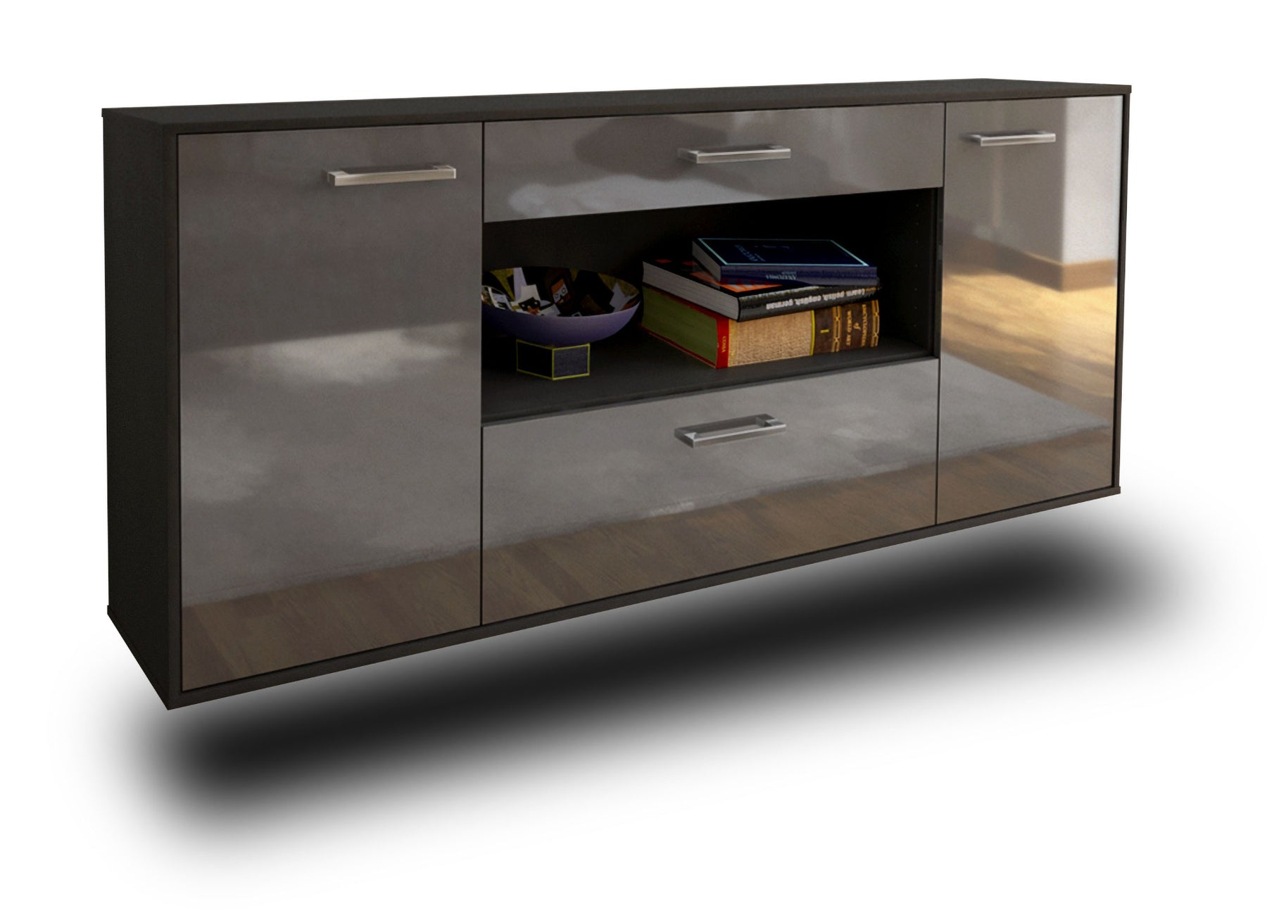 Sideboard Ann Arbor, Grau Studio (180x79x35cm) - Stil.Zeit Möbel GmbH