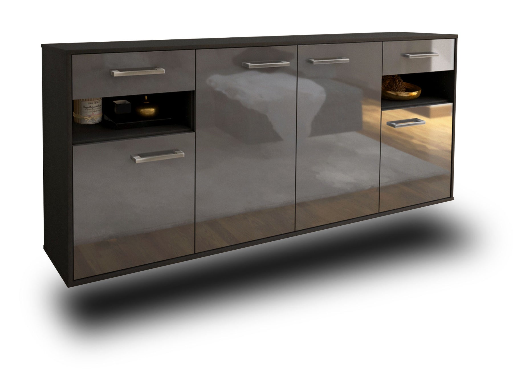 Sideboard Killeen, Grau Studio (180x79x35cm) - Stil.Zeit Möbel GmbH