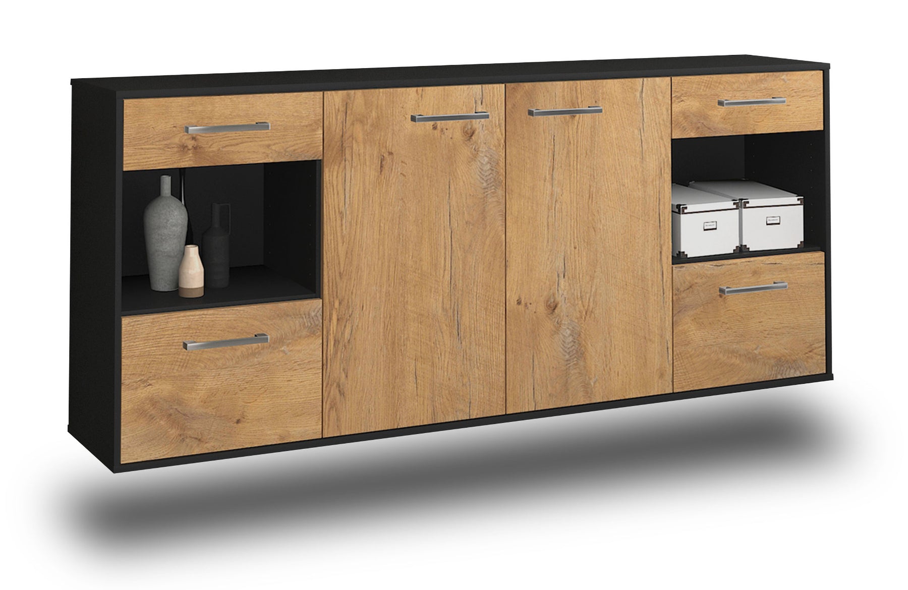 Sideboard Charleston, Eiche Studio (180x79x35cm) - Stil.Zeit Möbel GmbH