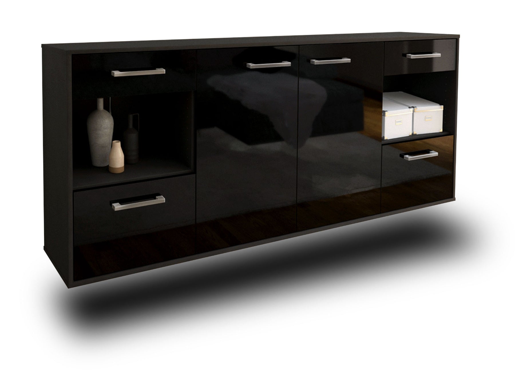 Sideboard Charleston, Schwarz Studio (180x79x35cm) - Stil.Zeit Möbel GmbH