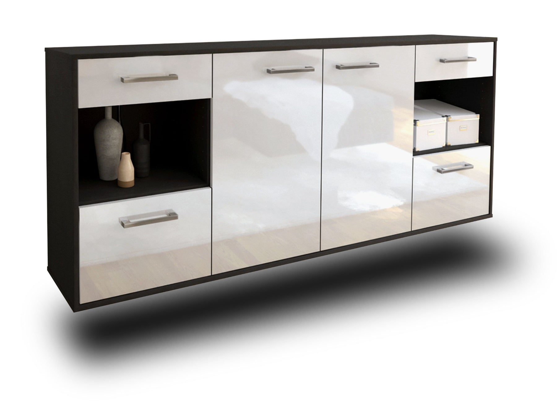 Sideboard Charleston, Weiß Studio (180x79x35cm) - Stil.Zeit Möbel GmbH