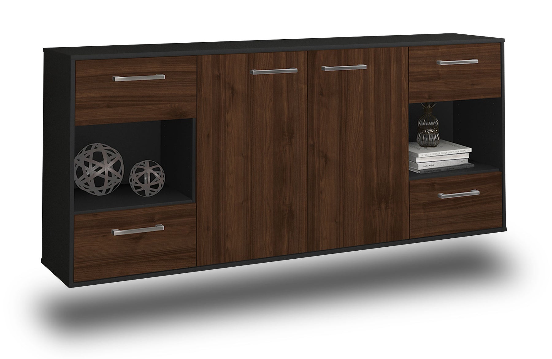 Sideboard Santa Clara, Walnuss Studio (180x79x35cm) - Stil.Zeit Möbel GmbH