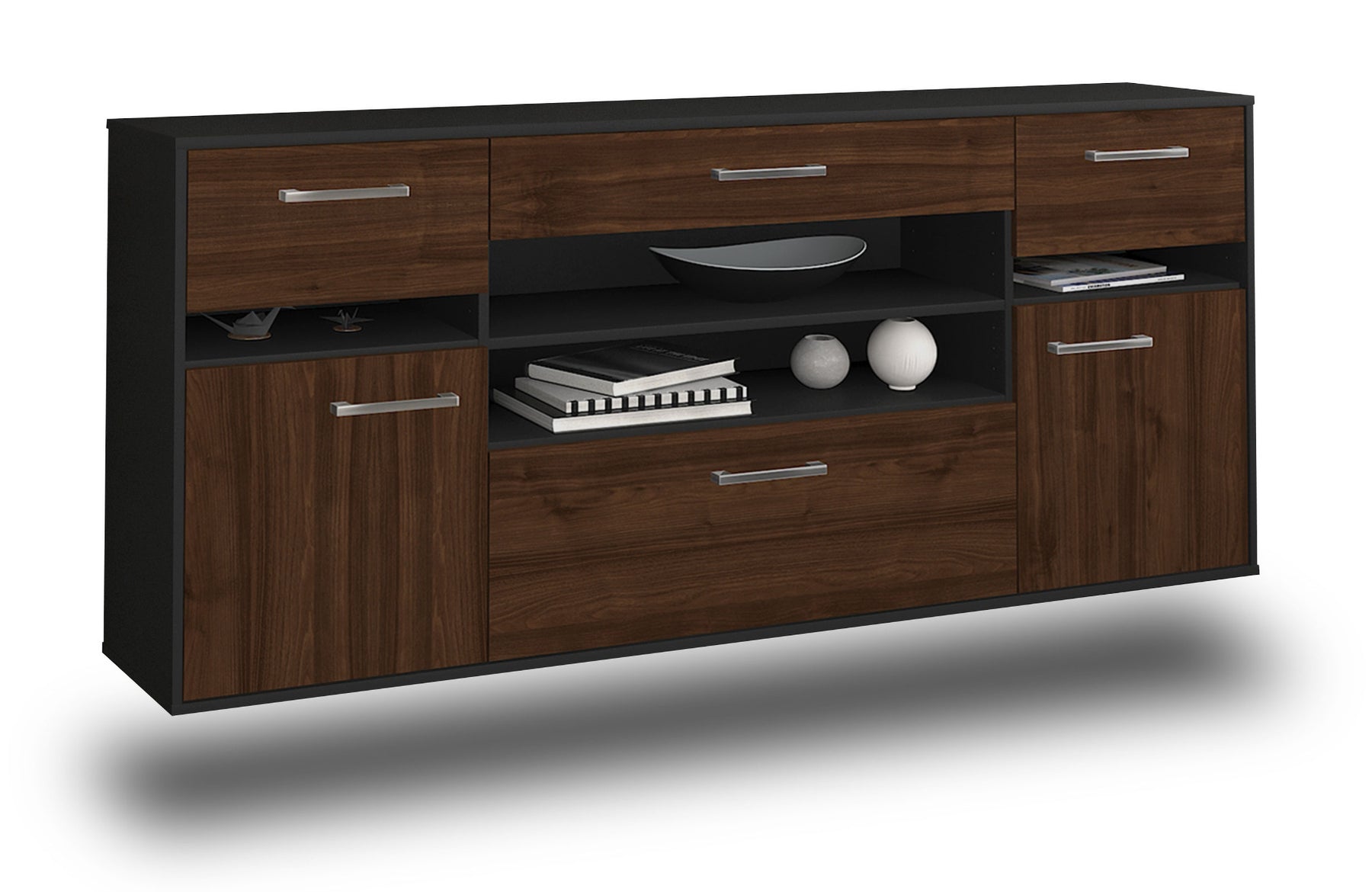 Sideboard Miramar, Walnuss Studio (180x79x35cm) - Stil.Zeit Möbel GmbH