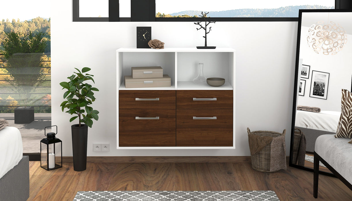 Sideboard Moreno Valley, Walnuss Front (92x79x35cm) - Stil.Zeit Möbel GmbH