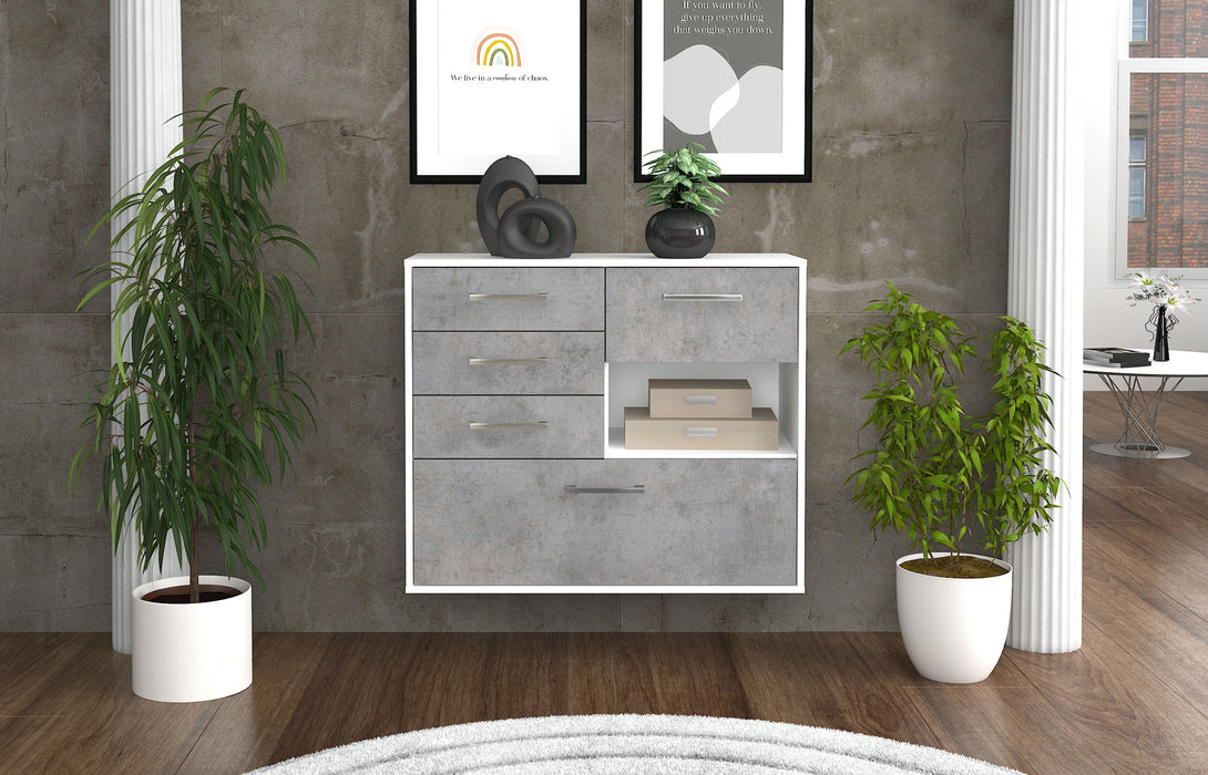 Sideboard Knoxville, Beton Front (92x79x35cm) - Stil.Zeit Möbel GmbH