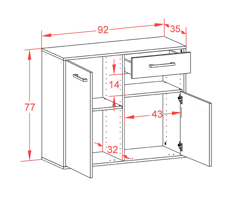 Sideboard Augusta, Beton Maß ( 92x79x35cm) - Stil.Zeit Möbel GmbH